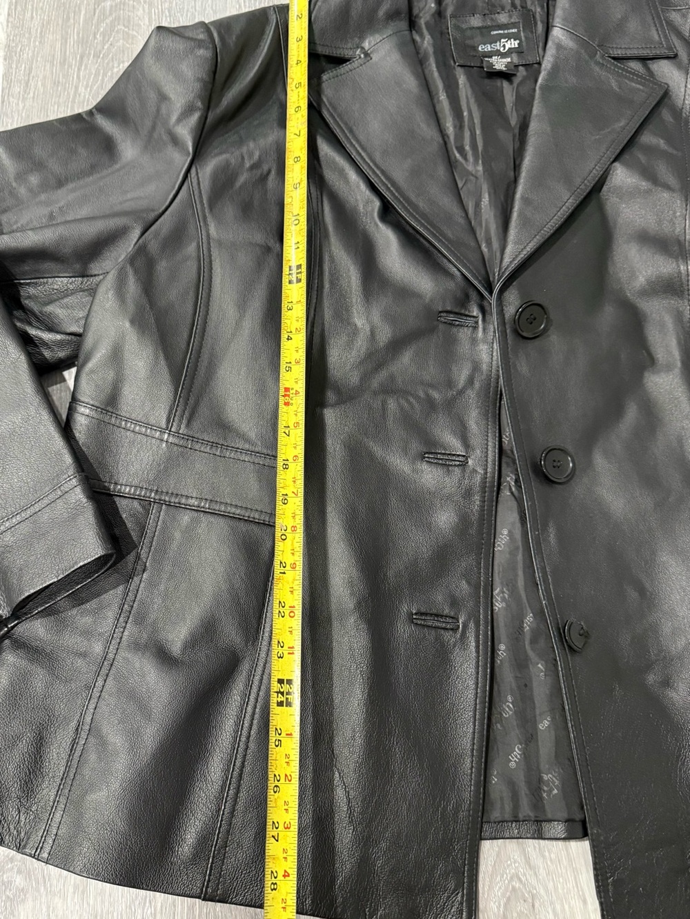 East 5th Womens Black Genuine Leather Button Front Lined Blazer Jacket 3X - Picture 7 of 11